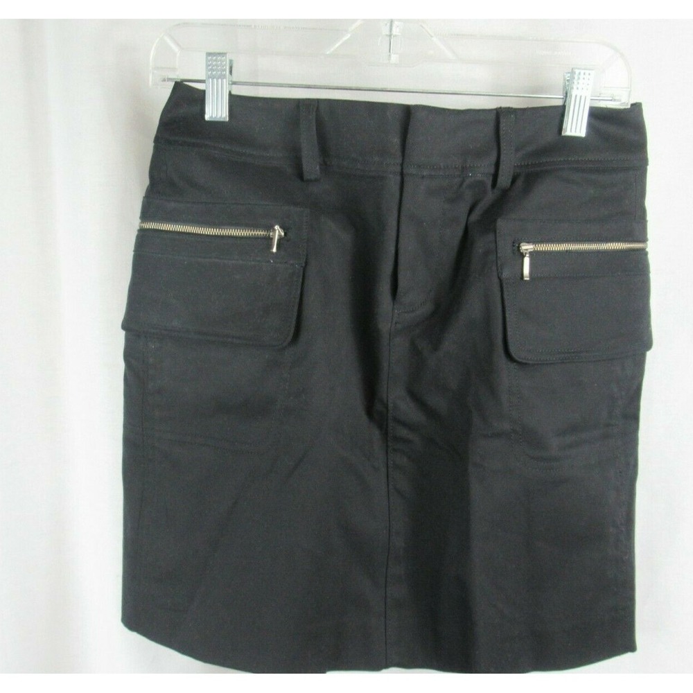Banana Republic black mini skirt cargo zip pockets sz 2 runs big like 4 or 6 30"